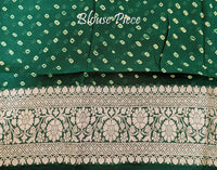 Green Shaded Banarasi Bandhani Khaddi Georgette Saree – Bandhani Saree Online India | Elegantt Drapes
