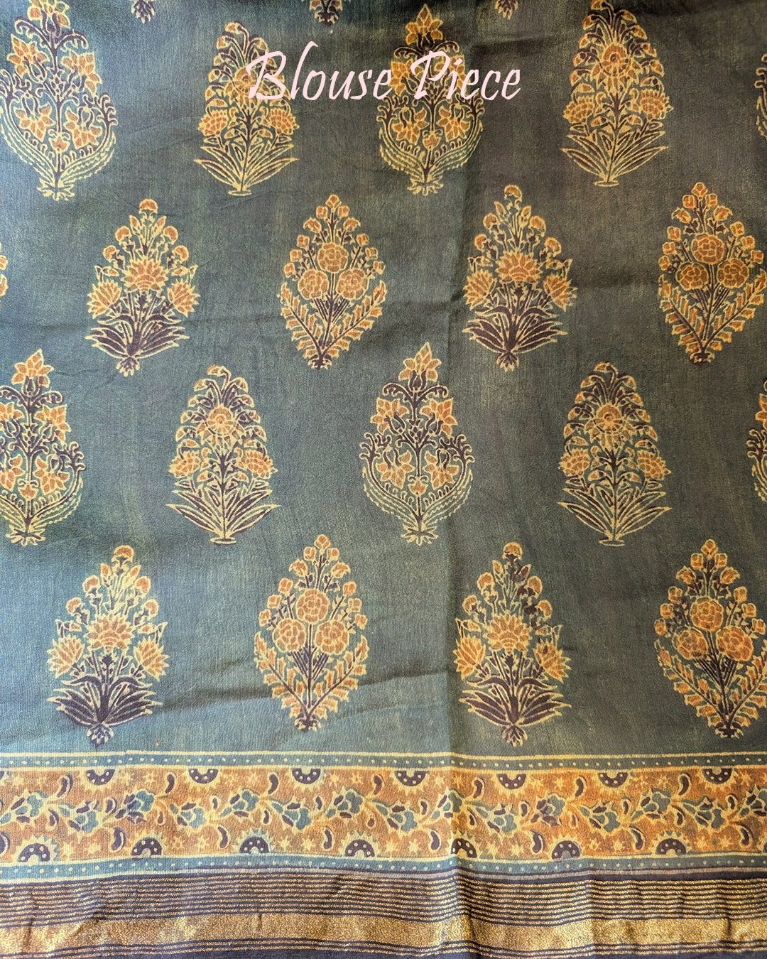 Green Mustard Chanderi Ajrakh Saree – Ajrakh Saree Online India | Elegantt Drapes