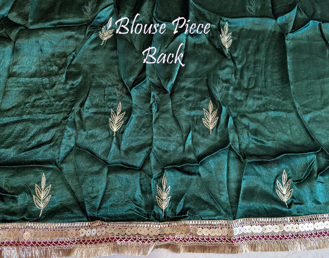 Bottle Green Gaji Silk Gota Patti Handwork Saree – Handloom Saree Online India | Elegantt Drapes