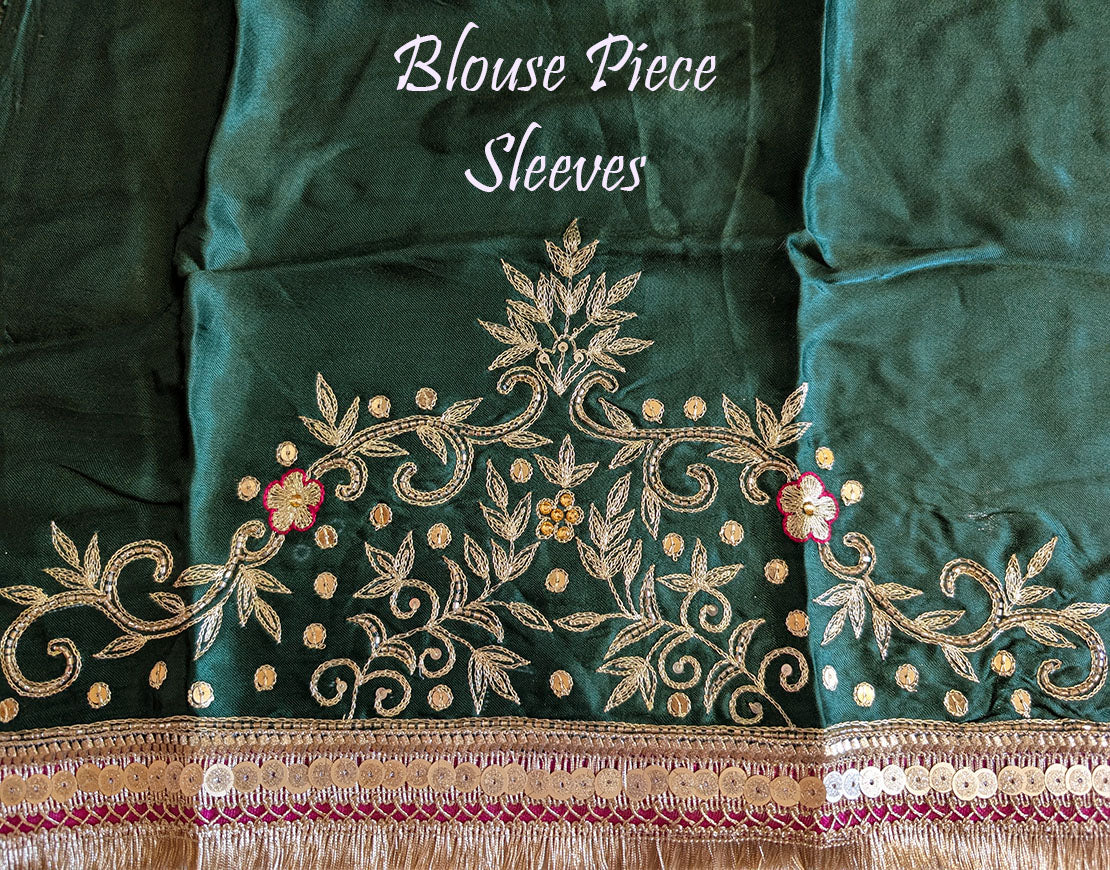 Bottle Green Gaji Silk Gota Patti Handwork Saree – Handloom Saree Online India | Elegantt Drapes