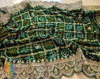 Green Gaji Silk Bandhani Gota Patti Saclloped Dupatta – Bandhani Saree Online India | Elegantt Drapes