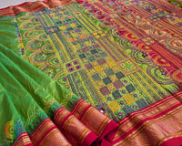 Green Lambani Handwork Pure Ilkal Silk Saree – Ilkal Handloom Saree Online India | Elegantt Drapes