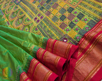 Green Lambani Handwork Pure Ilkal Silk Saree – Ilkal Handloom Saree Online India | Elegantt Drapes