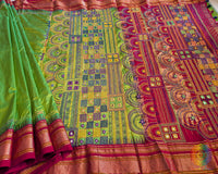 Green Lambani Handwork Pure Ilkal Silk Saree – Ilkal Handloom Saree Online India | Elegantt Drapes