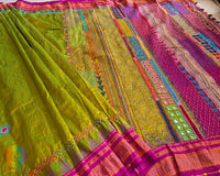 Lime Green Lambani Handwork Pure Ilkal Silk Saree