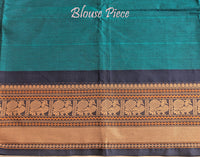 Turquoise Pure Kanchi Cotton Saree – Handloom Saree Online India | Elegantt Drapes
