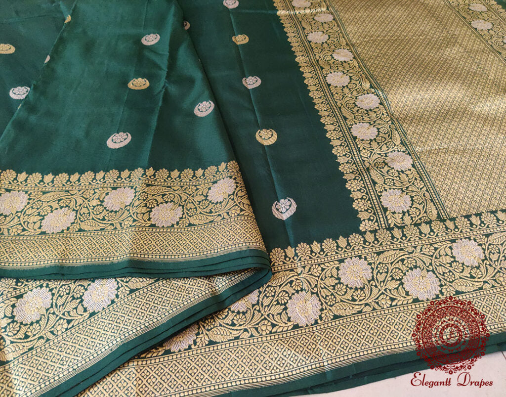 Green Banarasi Handloom Katan Silk Saree – Handloom Saree Online India | Elegantt Drapes