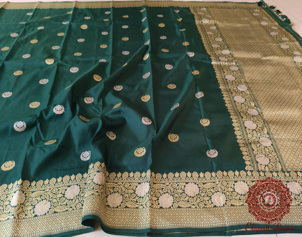 Green Banarasi Handloom Katan Silk Saree – Handloom Saree Online India | Elegantt Drapes