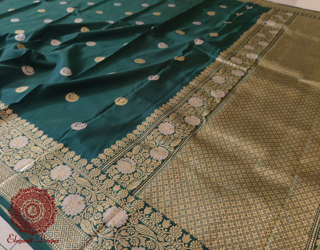 Green Banarasi Handloom Katan Silk Saree – Handloom Saree Online India | Elegantt Drapes
