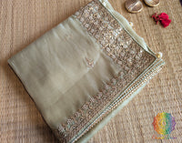Olive Green Tissue Organza Gota Patti Saree – Handloom Saree Online India | Elegantt Drapes