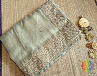 Pista Green Tissue Organza Gota Patti Saree 2 – Handloom Saree Online India | Elegantt Drapes