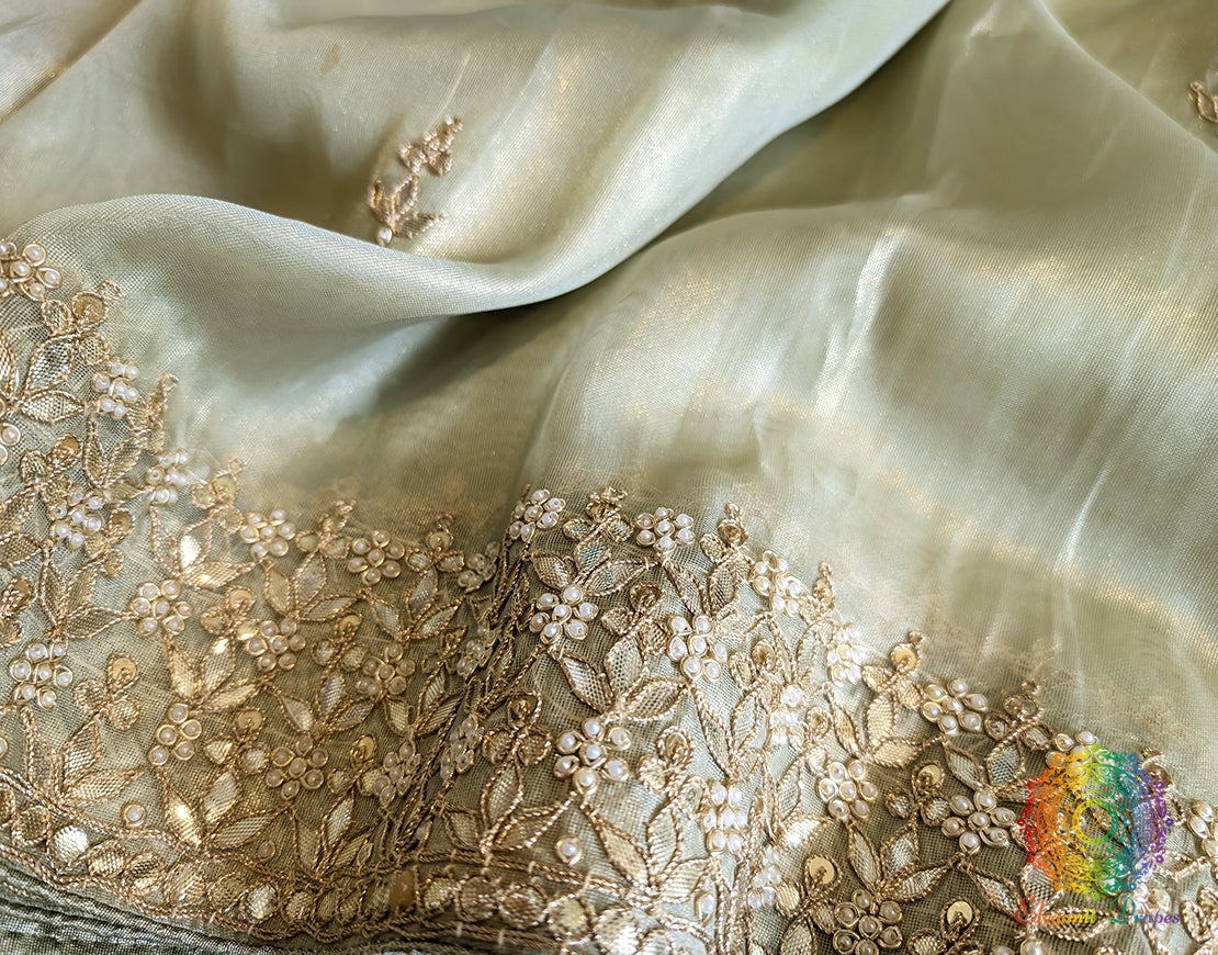 Pista Green Tissue Organza Gota Patti Saree 2 – Handloom Saree Online India | Elegantt Drapes