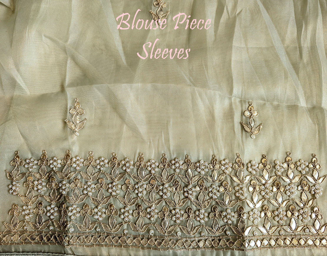 Pista Green Tissue Organza Gota Patti Saree 2 – Handloom Saree Online India | Elegantt Drapes