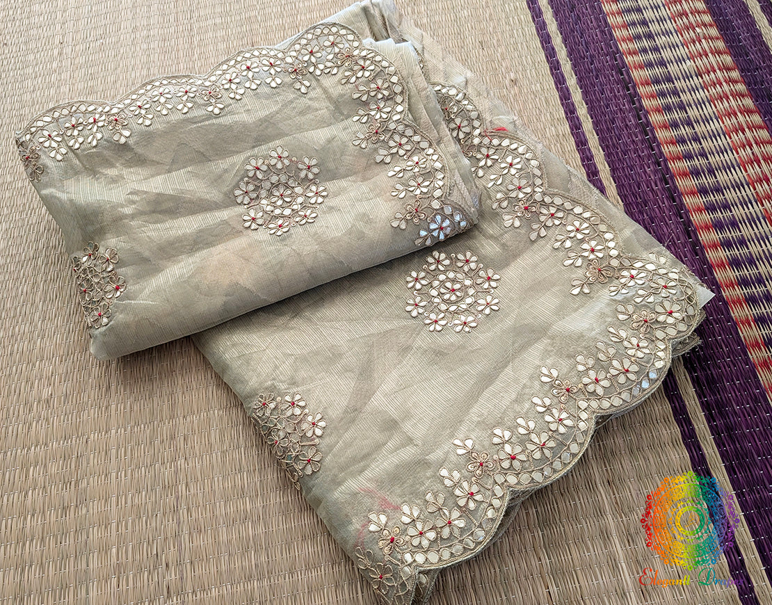 Green Tissue Silk Gota Patti Handwork Saree – Handloom Saree Online India | Elegantt Drapes