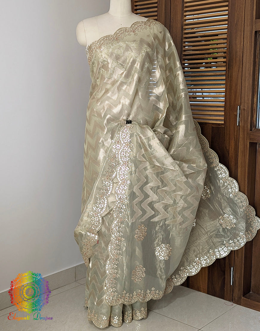 Green Tissue Silk Gota Patti Handwork Saree – Handloom Saree Online India | Elegantt Drapes