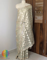 Green Tissue Silk Gota Patti Handwork Saree – Handloom Saree Online India | Elegantt Drapes