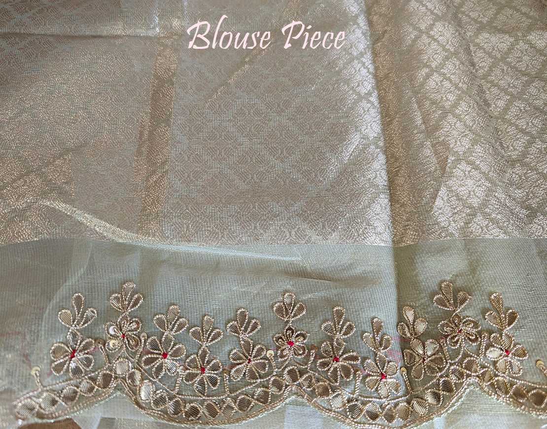 Green Tissue Silk Gota Patti Handwork Saree – Handloom Saree Online India | Elegantt Drapes