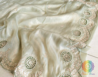 Pista Green Tissue Organza Gota Patti Saree – Handloom Saree Online India | Elegantt Drapes