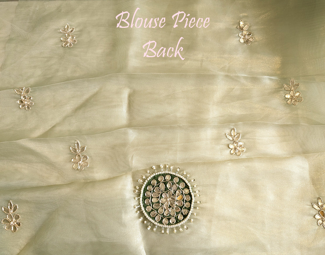 Pista Green Tissue Organza Gota Patti Saree – Handloom Saree Online India | Elegantt Drapes