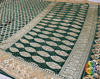 Green Banarasi Georgette Bandhani Gota Patti Saree – Bandhani Saree Online India | Elegantt Drapes