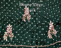 Green Gota Patti Handwork Pure Chinon Bandhej Saree