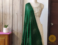 Green Gaji Silk Bandhani Dupatta – Bandhani Saree Online India | Elegantt Drapes
