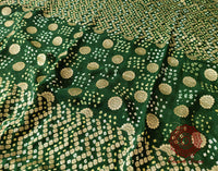 Deep Green Pure Banarasi Handloom Georgette Bandhani Saree – Bandhani Saree Online India | Elegantt Drapes