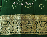 Deep Green Pure Banarasi Handloom Georgette Bandhani Saree – Bandhani Saree Online India | Elegantt Drapes
