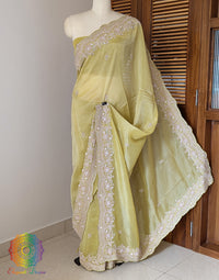 Green Tissue Organza Zardozi Handwork Saree – Handloom Saree Online India | Elegantt Drapes