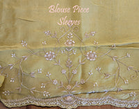 Green Tissue Organza Zardozi Handwork Saree – Handloom Saree Online India | Elegantt Drapes