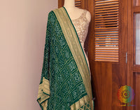 Green Banarasi Georgette Rai Bandhej Dupatta 2 – Bandhani Saree Online India | Elegantt Drapes