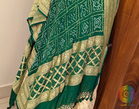 Green Banarasi Georgette Rai Bandhej Dupatta 2 – Bandhani Saree Online India | Elegantt Drapes