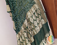 Green Banarasi Georgette Rai Bandhej Dupatta – Bandhani Saree Online India | Elegantt Drapes