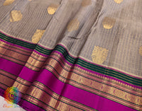 Grey Pure Kanjivaram Silk Saree – Handloom Saree Online India | Elegantt Drapes