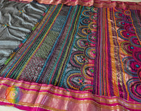 Grey Pure Ilkal Silk Lambani Handwork Saree – Ilkal Handloom Saree Online India | Elegantt Drapes