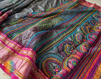 Grey Pure Ilkal Silk Lambani Handwork Saree – Ilkal Handloom Saree Online India | Elegantt Drapes