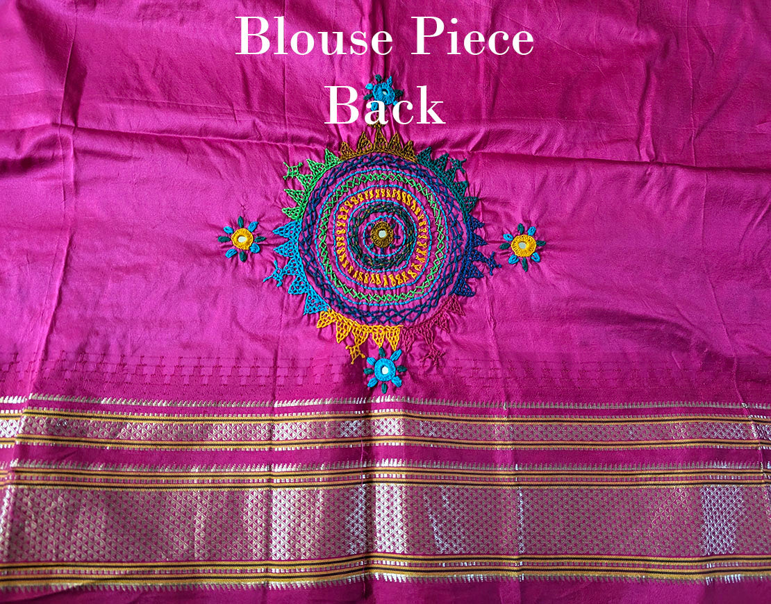 Grey Pure Ilkal Silk Lambani Handwork Saree – Ilkal Handloom Saree Online India | Elegantt Drapes