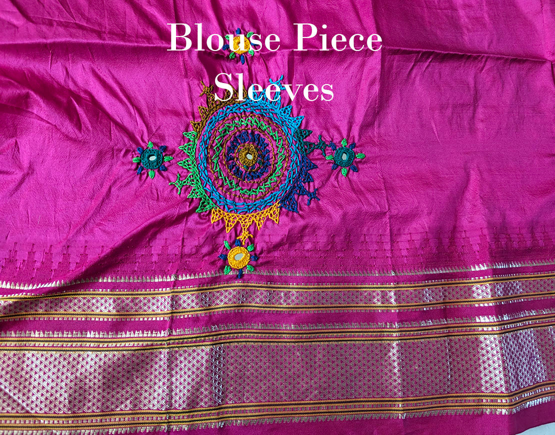 Grey Pure Ilkal Silk Lambani Handwork Saree – Ilkal Handloom Saree Online India | Elegantt Drapes