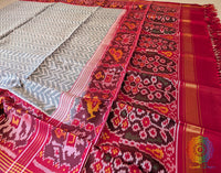 Grey Pure Mulberry Silk Patola Dupatta – Handloom Saree Online India | Elegantt Drapes