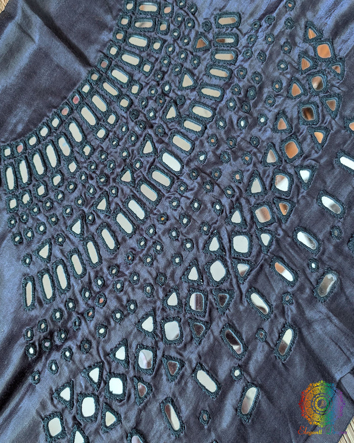 Grey Mashru Silk Kutch Mirror Work Blouse – Handloom Saree Online India | Elegantt Drapes