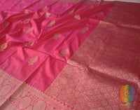 Hot Pink Banarasi Handloom Pure Katan Silk Saree – Handloom Saree Online India | Elegantt Drapes