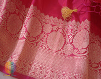 Hot Pink Banarasi Handloom Pure Katan Silk Saree – Handloom Saree Online India | Elegantt Drapes