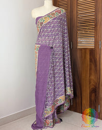 Lavender Pure Banarasi Georgette Meenakari Bandhani Saree – Bandhani Saree Online India | Elegantt Drapes
