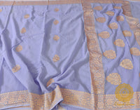 Lavender Banarasi Handloom Georgette Kadhuwa Saree – Handloom Saree Online India | Elegantt Drapes