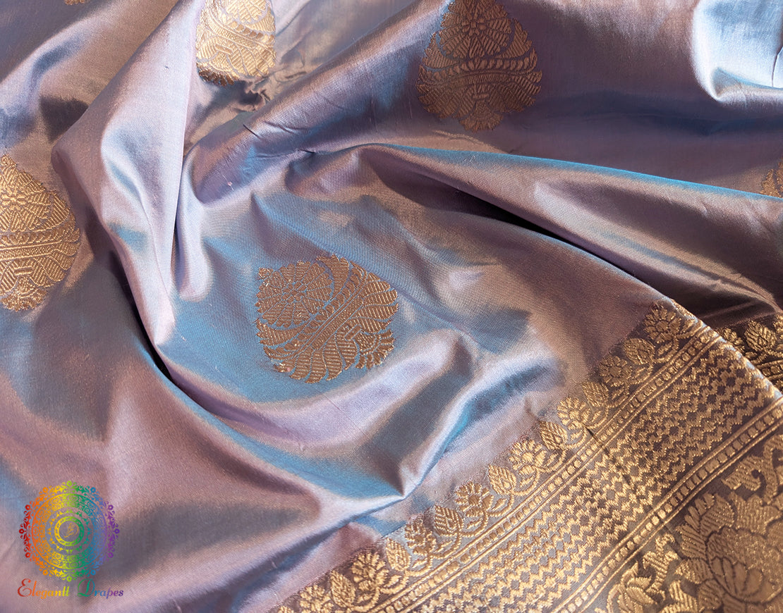 Lilac Pure Banarasi Handloom Katan Silk Saree – Handloom Saree Online India | Elegantt Drapes