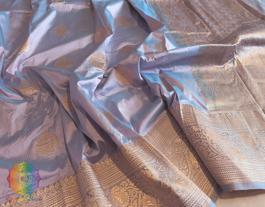 Lilac Pure Banarasi Handloom Katan Silk Saree – Handloom Saree Online India | Elegantt Drapes