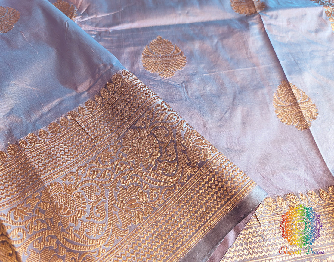 Lilac Pure Banarasi Handloom Katan Silk Saree – Handloom Saree Online India | Elegantt Drapes
