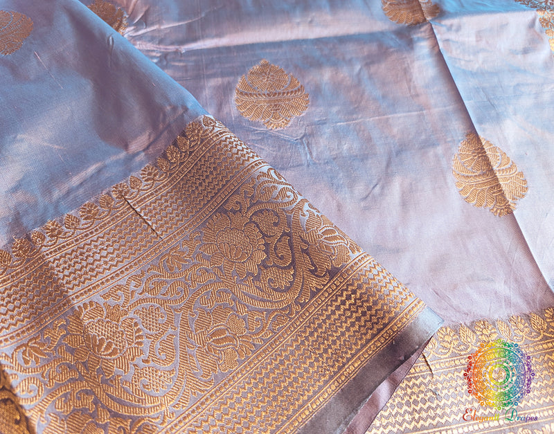 Lilac Pure Banarasi Handloom Katan Silk Saree – Handloom Saree Online India | Elegantt Drapes