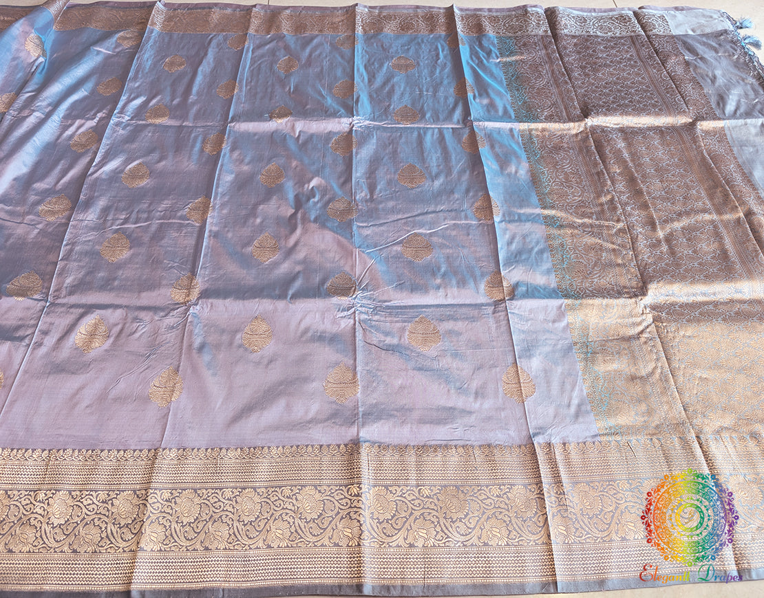 Lilac Pure Banarasi Handloom Katan Silk Saree – Handloom Saree Online India | Elegantt Drapes
