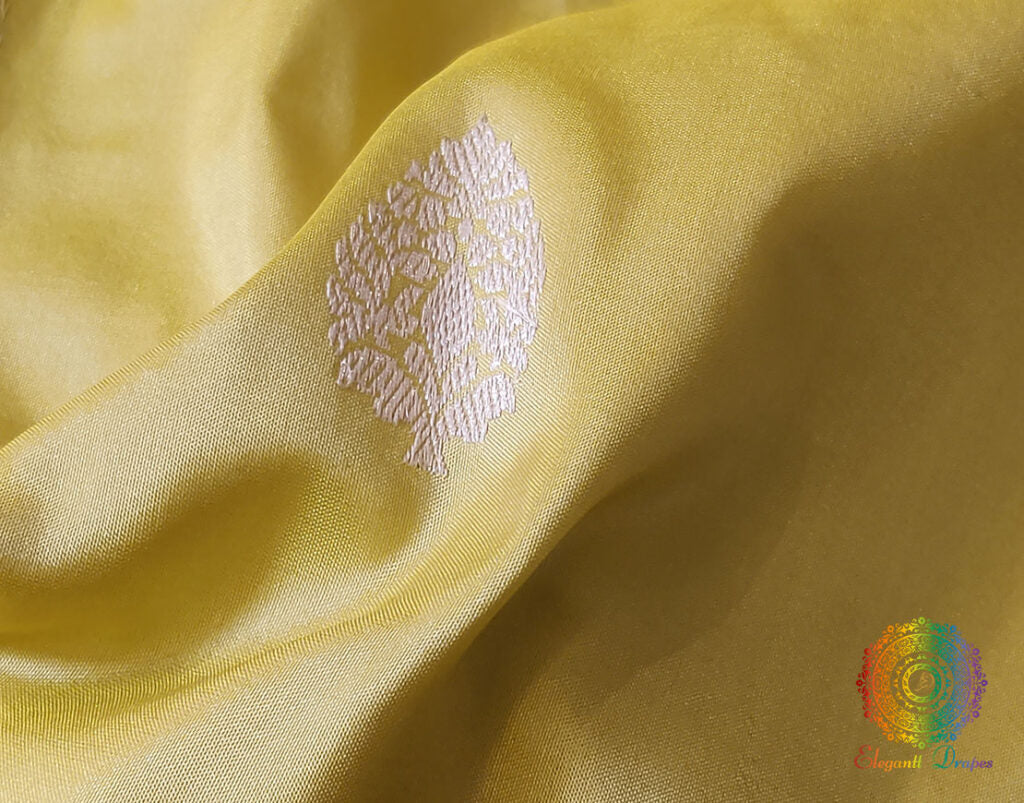 Lime Yellow Banarasi Handloom Pure Katan Silk Saree – Handloom Saree Online India | Elegantt Drapes